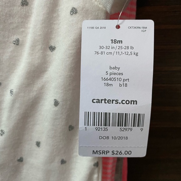 Carters 5 piece girls onesies NWT - Picture 2 of 3